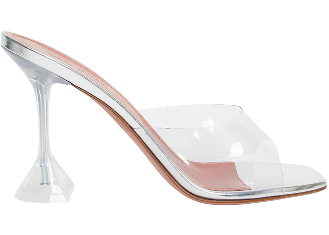 Amina Muaddi Lupita 95mm Glass PVC Slide Sandal Hologram Transparent - - IT