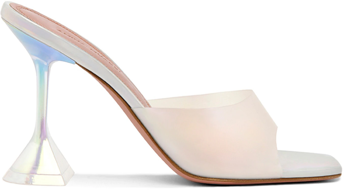 Amina Muaddi Lupita 95mm Glass PVC Slide Sandal Hologram - Sneakers - US