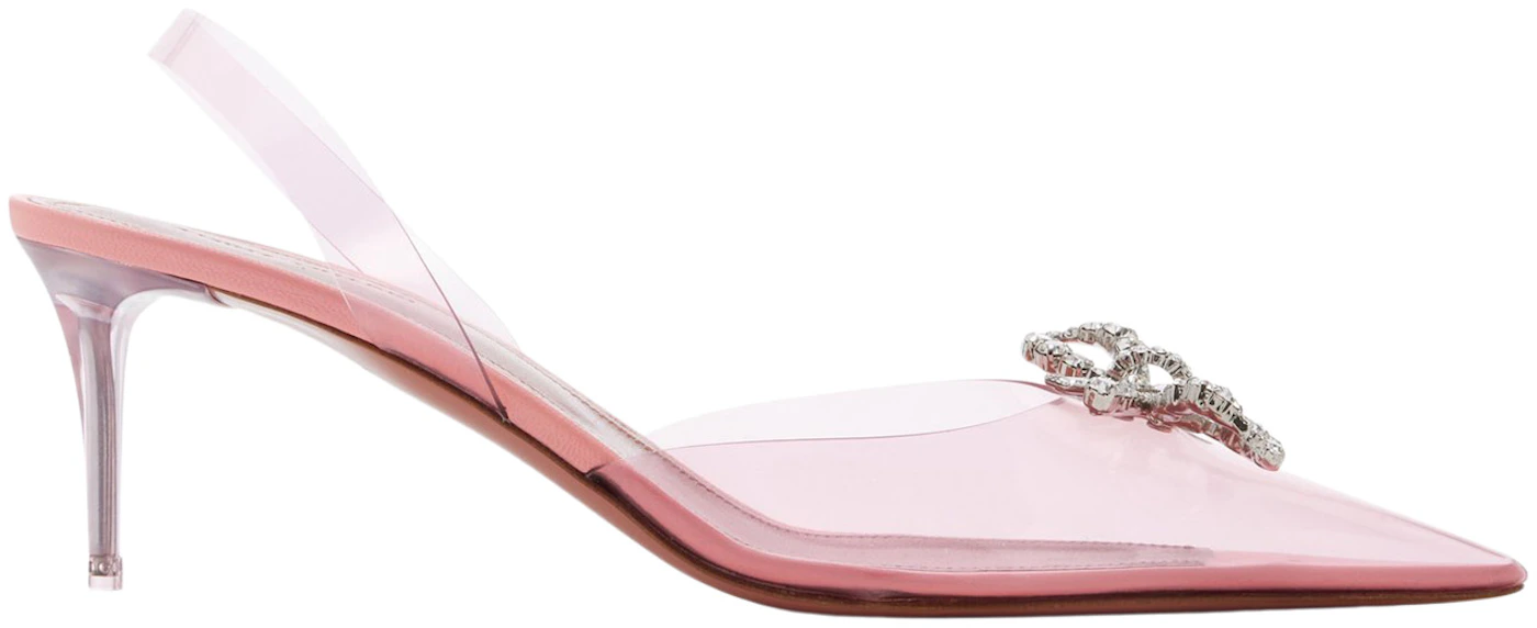 Amina Muaddi Rosie 60mm Glass PVC Sling Baby Pink - Sneakers - US