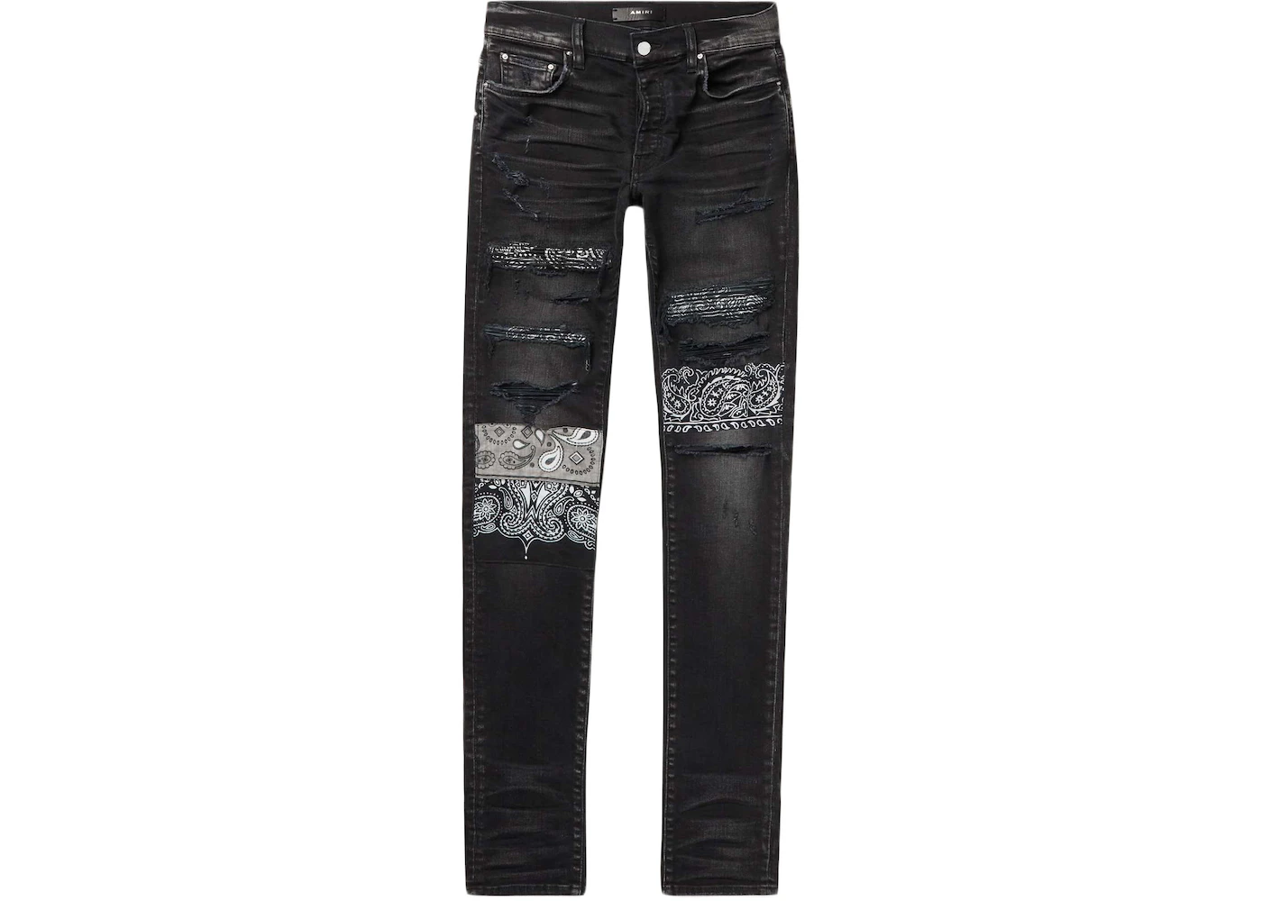AMIRI Bandana Patchwork Skinny Jeans Black Men's - SS22 - US