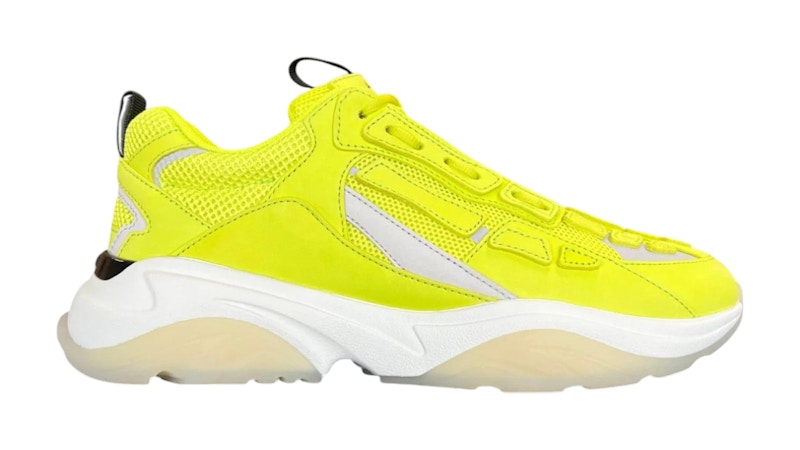 Pre-owned Amiri Men's Bone Runner Reflective Sneakers In White/neon Yellow In Multi