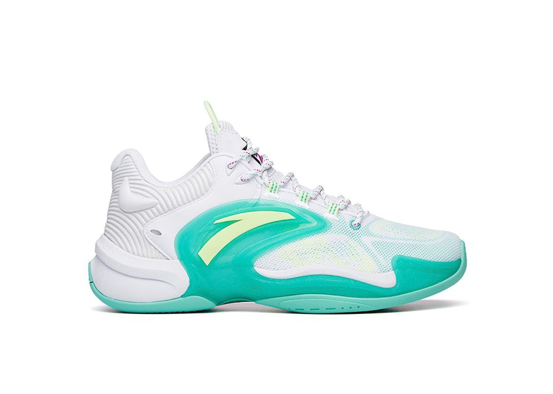 Pre-owned Anta Shock The Game 5 Crazy Tide 3.0 In White/teal/volt