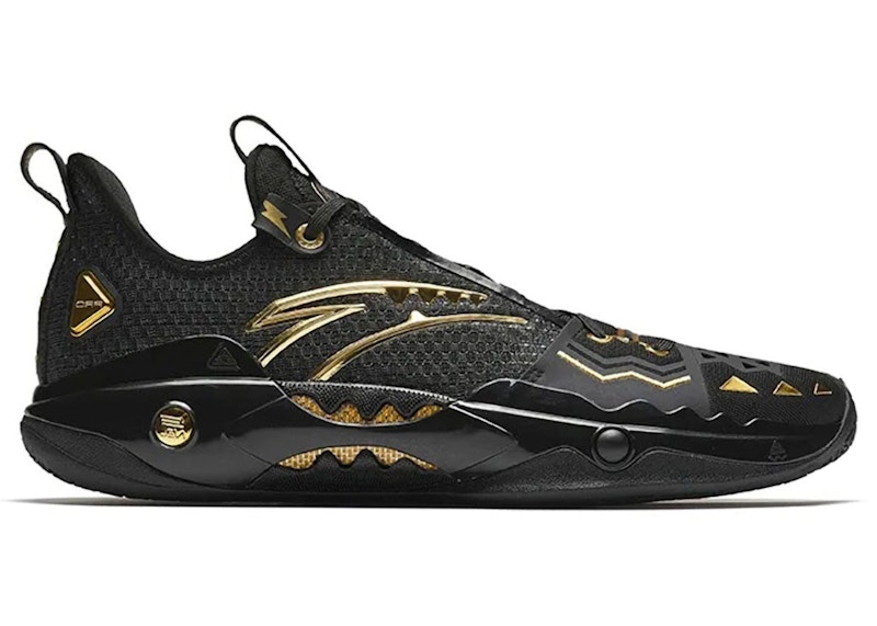Pre-owned Anta Men's Shock Wave 5 Pro Glory Sneakers In Black/gold In Multi