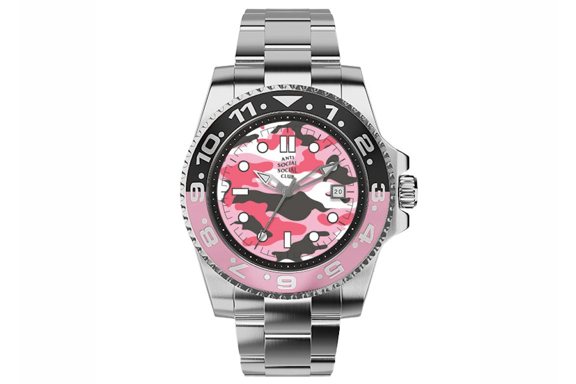 Pre-owned Anti Social Social Club 3face Watch Silver/pink
