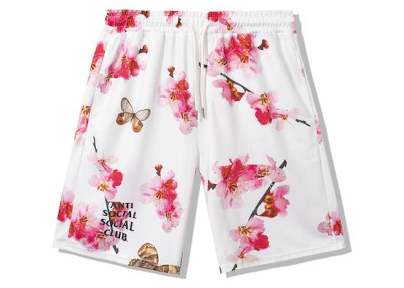 Pre-owned Anti Social Club Men's  Be My Butterfly Mesh Shorts In White
