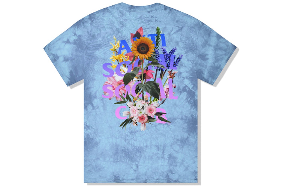 Pre-owned Anti Social Social Club Bouquet For The Old Days T-shirt Blue Tie Dye