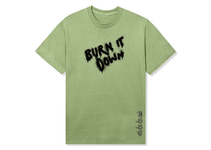 Pre-owned Anti Social Club Men's  Brun It Down Tee Shirt In Pistachio