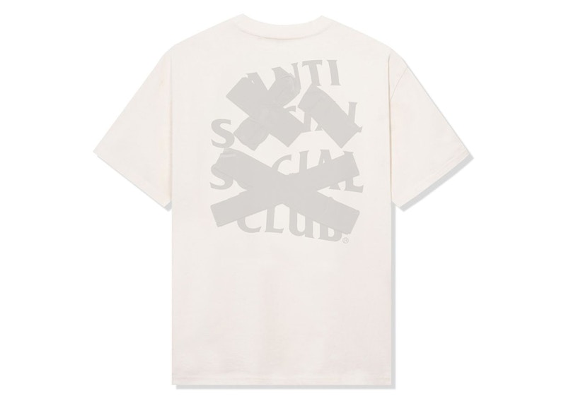Pre-owned Anti Social Club Men's Cancelled Again Tonal Tee Shirt In Cream In White