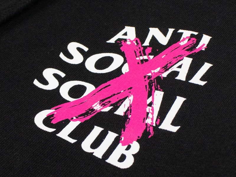 Anti Social Social Club Cancelled Hoodie Black (Pink X) Men's - US