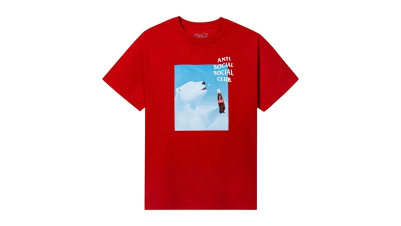 Pre-owned Anti Social Club Men's Cocacola Pb Snowflake Tee Shirt In Red