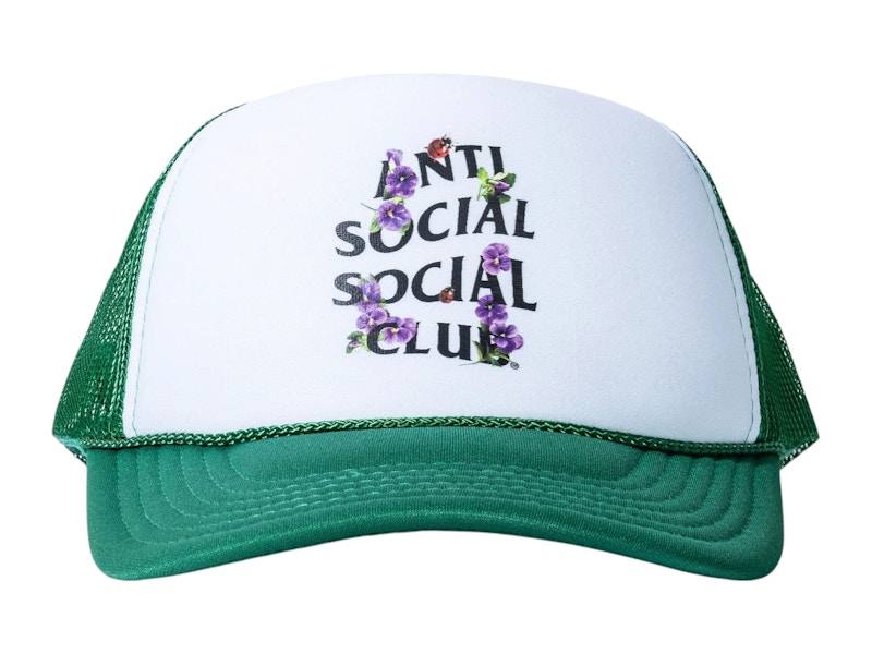 Pre-owned Anti Social Club Men's Coccinellidae Capin White/green In Multi