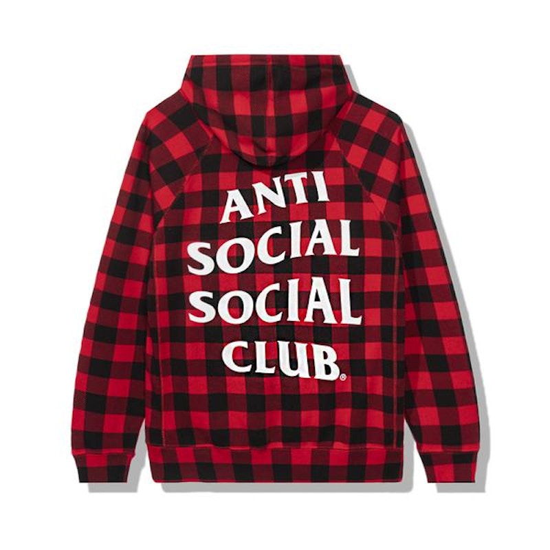 Anti Social Social Club Crossed Out Hoodie Checkered Red Men's