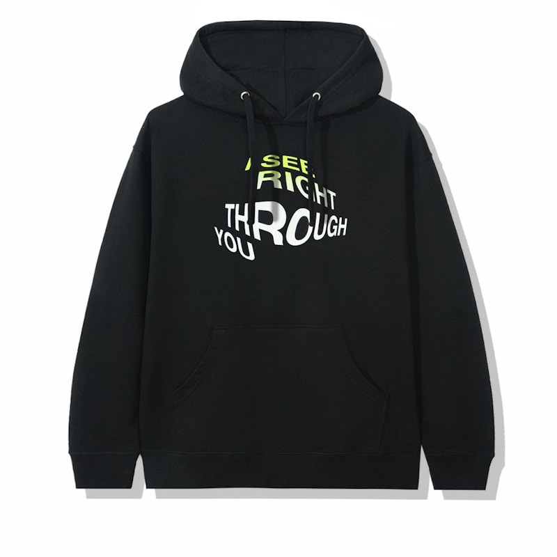 Pre-owned Anti Social Club Men's Crystal Clear Hoodie In Black