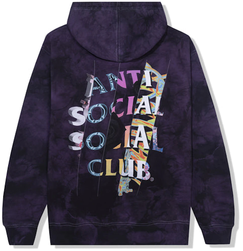 Anti Social Social Club Dissociative Hoodie Black/Purple Tie Dye Men's ...