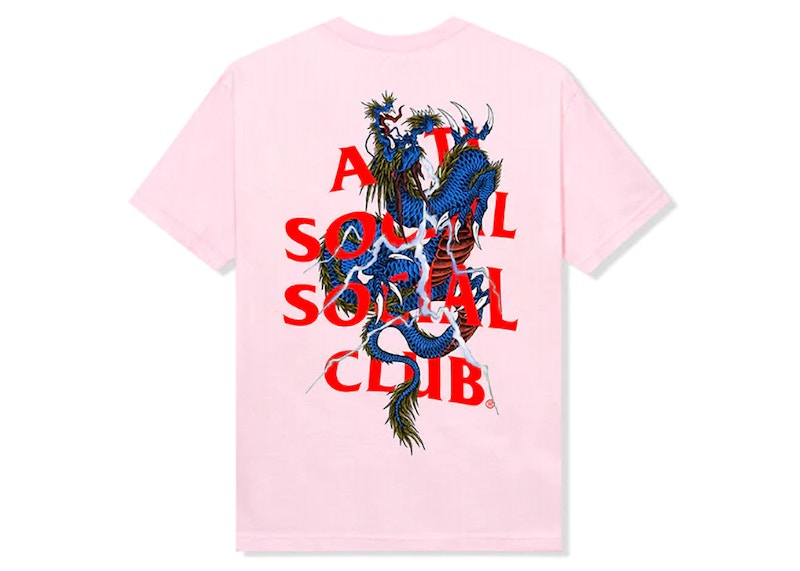 Pre-owned Anti Social Club Men's Double Dragon Tee Shirt In Pink