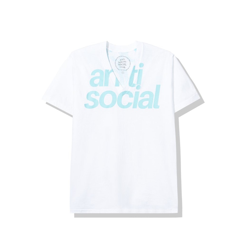 Pre-owned Anti Social Club Men's Enrique Vneck Tee Shirt In White