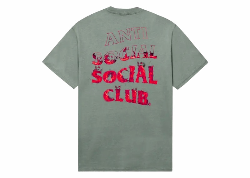 Pre-owned Anti Social Club Men's Fire Inside Tee Shirt In Sage