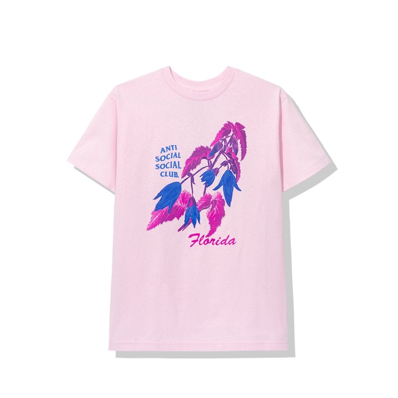 Pre-owned Anti Social Club Men's Florida Tee Shirt In Pink