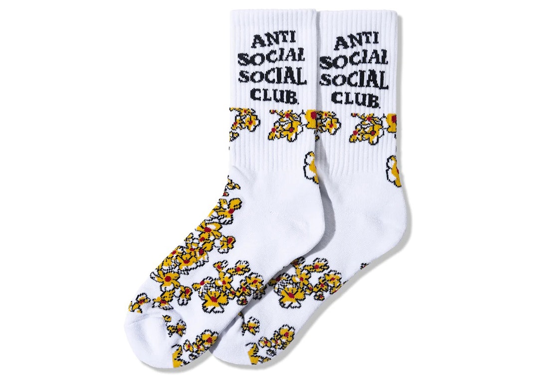 Pre-owned Anti Social Social Club Flower Feet Socks White