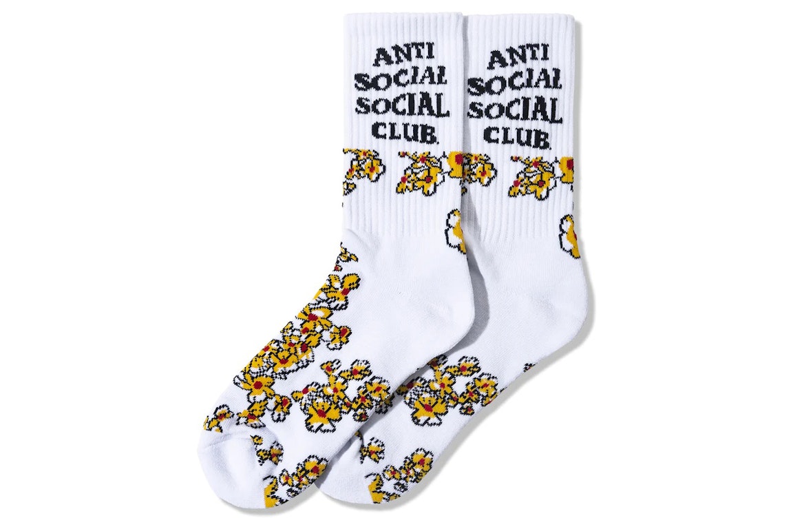 Pre-owned Anti Social Social Club Flower Feet Socks White