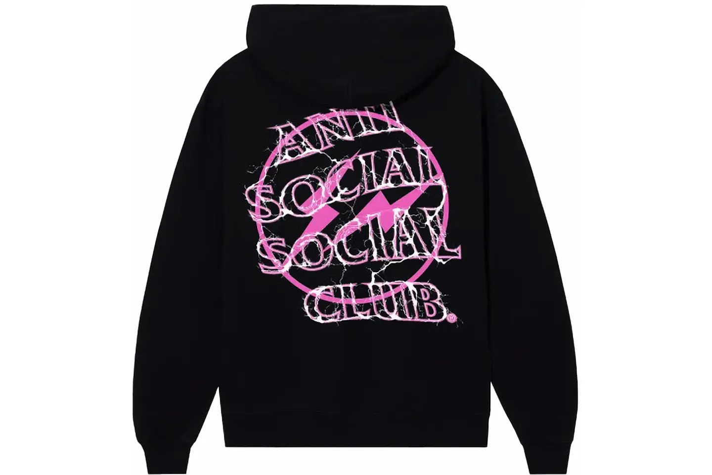 Anti Social Social Club Fragment Bolt Hoodie Black/Pink Men's - FW23 - US