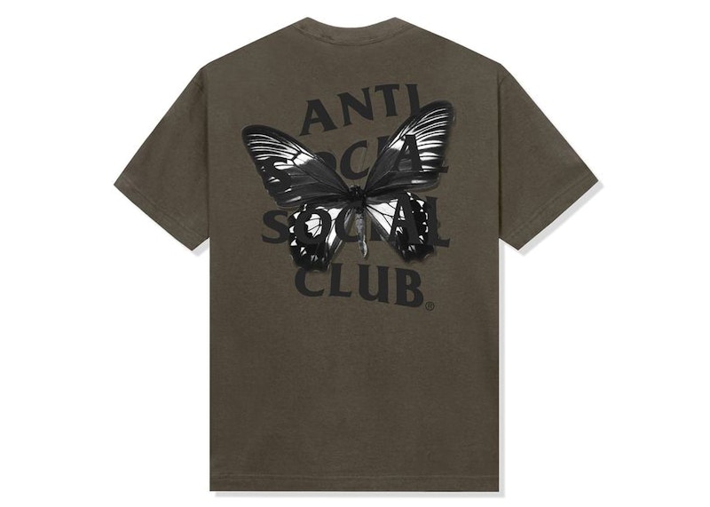 Pre-owned Anti Social Club Men's Hidden Sky Tee Shirt In Brown