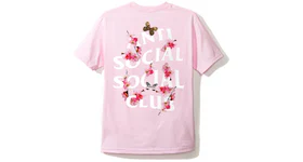 안티 소셜 소셜 클럽 꽃 티셔츠 핑크