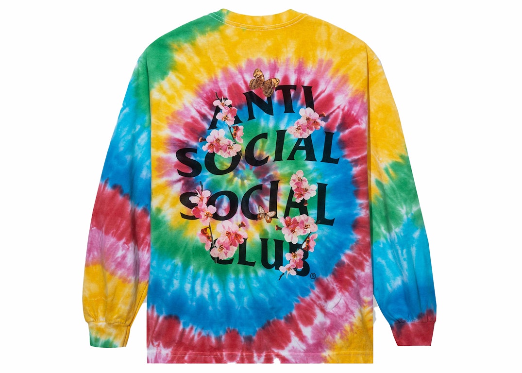 Pre-owned Anti Social Social Club Kkoch Wifi Long Sleeve Tee Tie Dye Rainbow