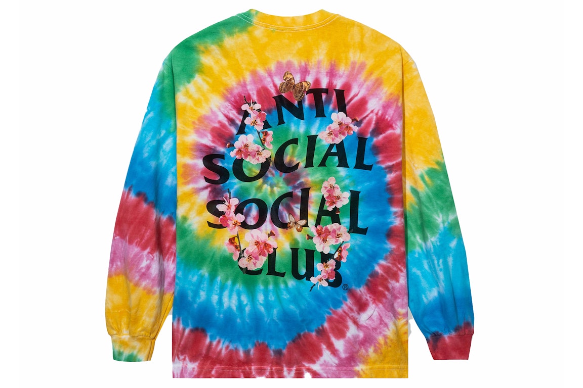 Pre-owned Anti Social Social Club Kkoch Wifi Long Sleeve Tee Tie Dye Rainbow