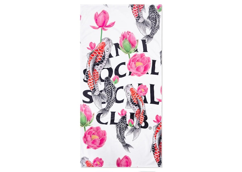 Anti Social Social Club Koi Garden Oversized Beach Towel White