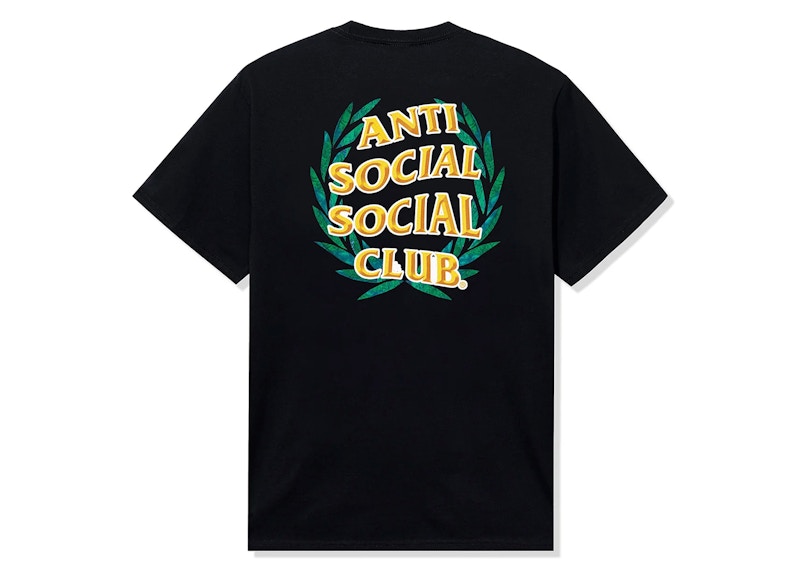 Pre-owned Anti Social Club Men's  Laurel Logo Flip Tee Shirt In Black