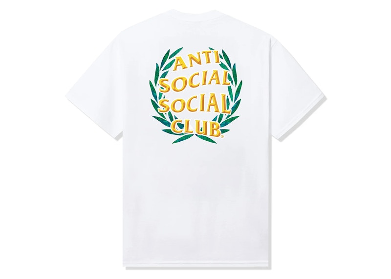 Pre-owned Anti Social Club Men's Laurel Logo Flip Tee Shirt In White