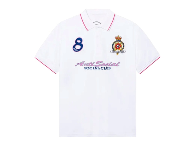 Pre-owned Anti Social Club Men's Monegasque Polo T-shirt In White