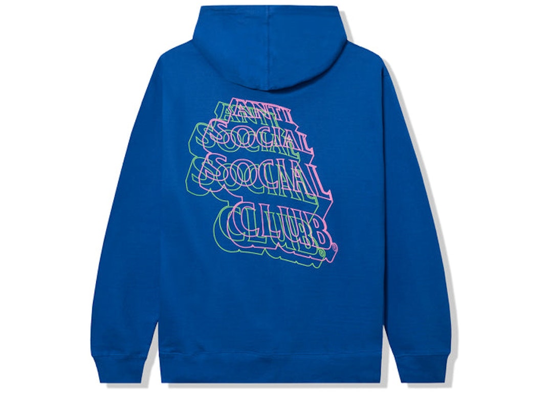 Pre-owned Anti Social Social Club Neon Lights And A Lot Of Rain Hoodie Blue