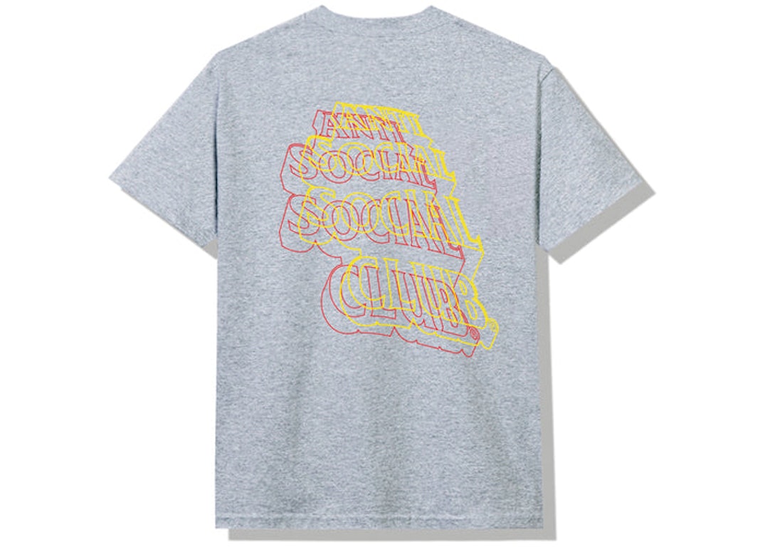 Pre-owned Anti Social Social Club Neon Lights And A Lot Of Rain T-shirt Heather Grey
