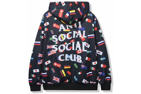 Anti Social Social Club Orlando All Over Flag Hoodie Black Men's