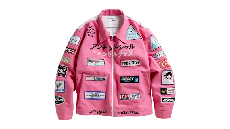 Anti Social Social Club Patched Up Racing Jacket Pink Men's - FW25