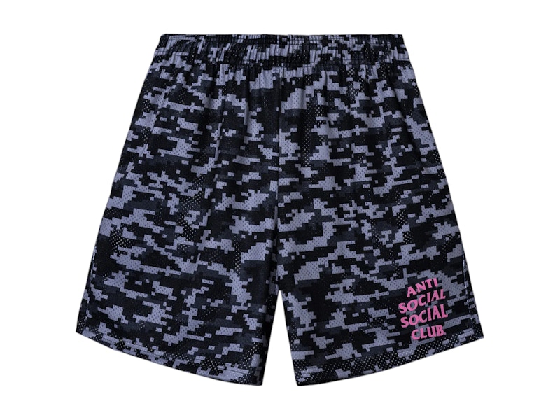Pre-owned Anti Social Club Men's Pixel Camo Shorts In Black
