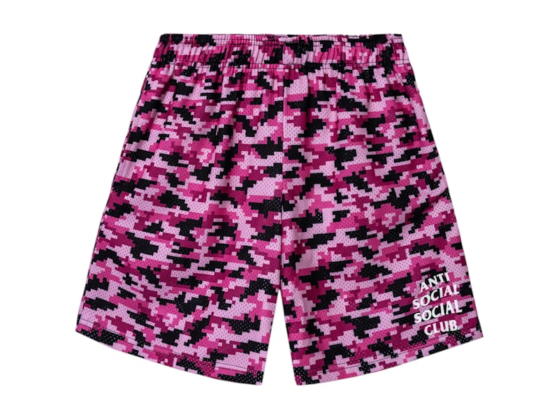 Pre-owned Anti Social Club Men's Pixel Camo Shorts In Pink
