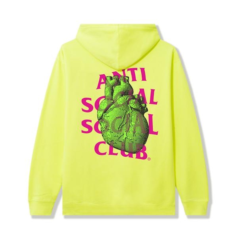 Pre-owned Anti Social Club Men's Pulse Check Safety Hoodie In Yellow