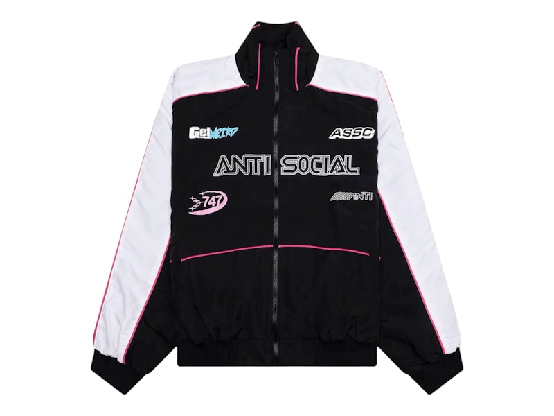 Pre-owned Anti Social Club Men's Racing Track Jacket In Black