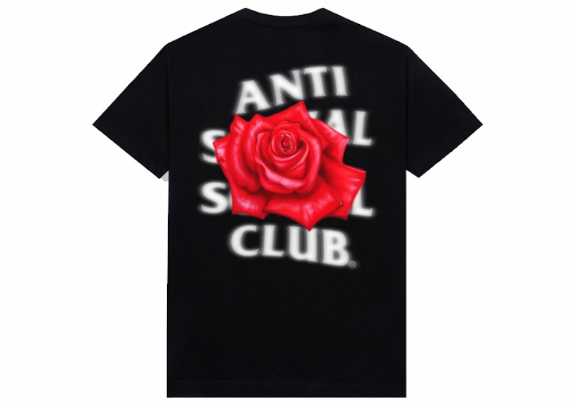 Pre-owned Anti Social Club Men's Roses Are Red Tee Shirt In Black