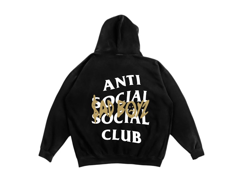 Pre-owned Anti Social Club Men's Sadboyz Sad And Hoodie In Black