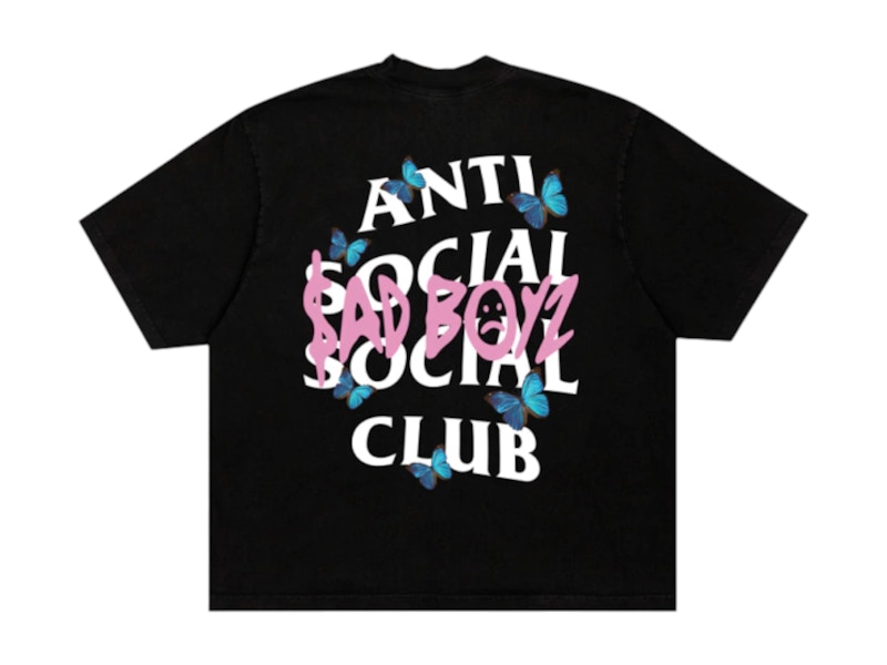 Pre-owned Anti Social Club Men's Sadboyz Sad And Tee Shirt In Black