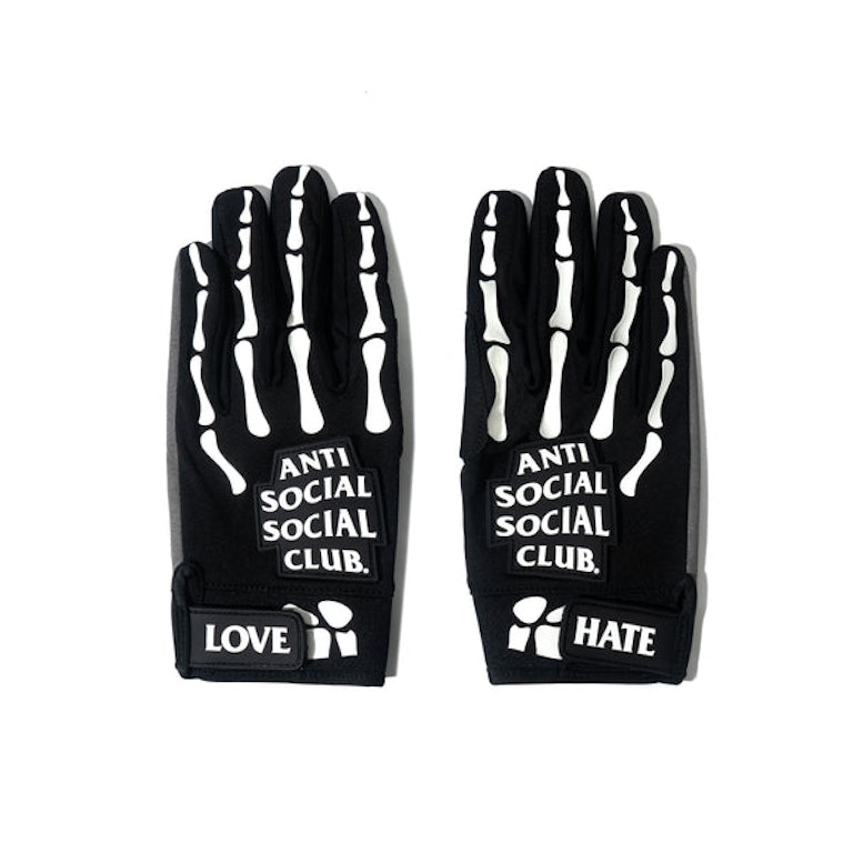 Pre-owned Anti Social Social Club To The Bone Gloves Black