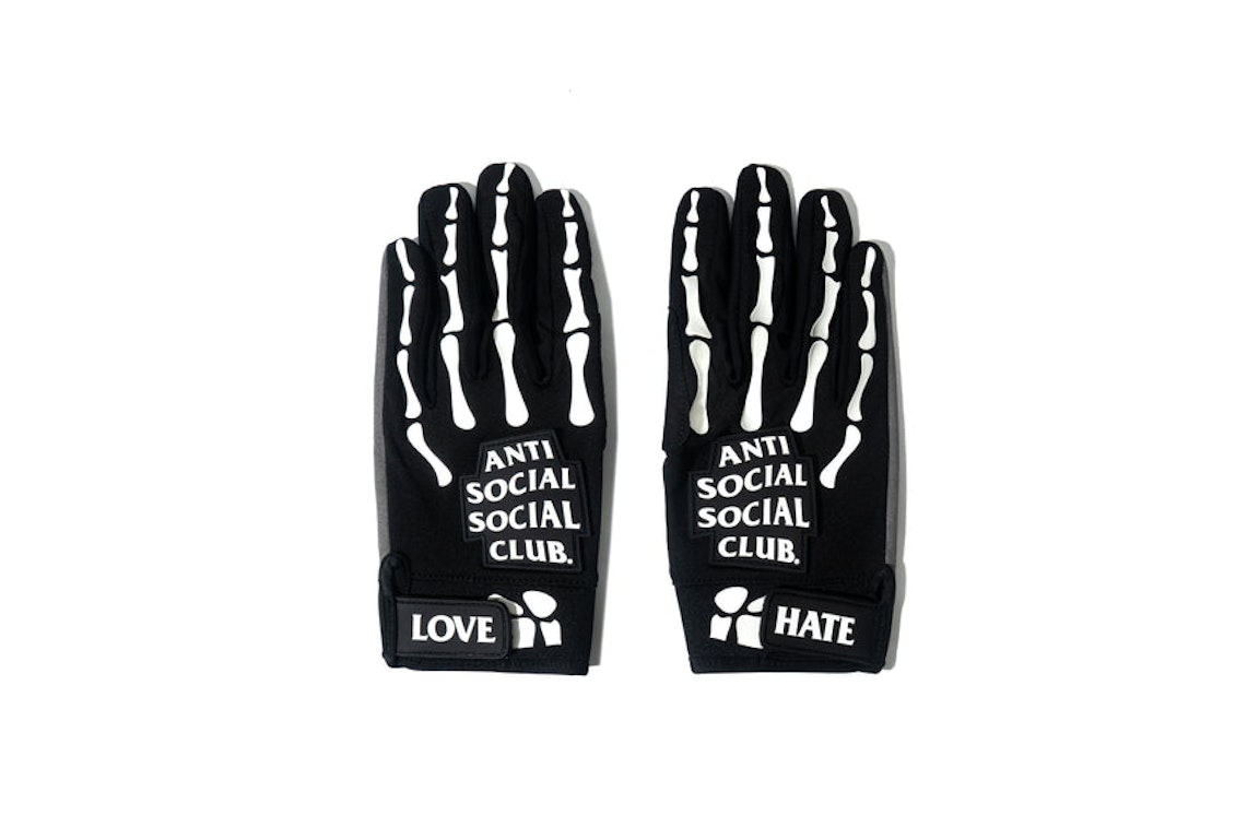 Pre-owned Anti Social Social Club To The Bone Gloves Black