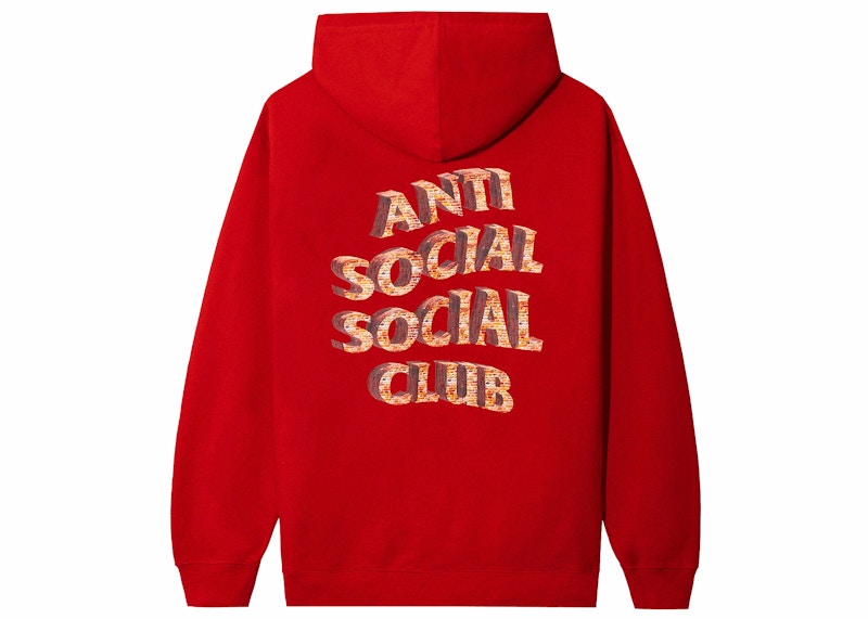 Anti Social Social Club White Picket Fence Hoodie Red Men's - SS23