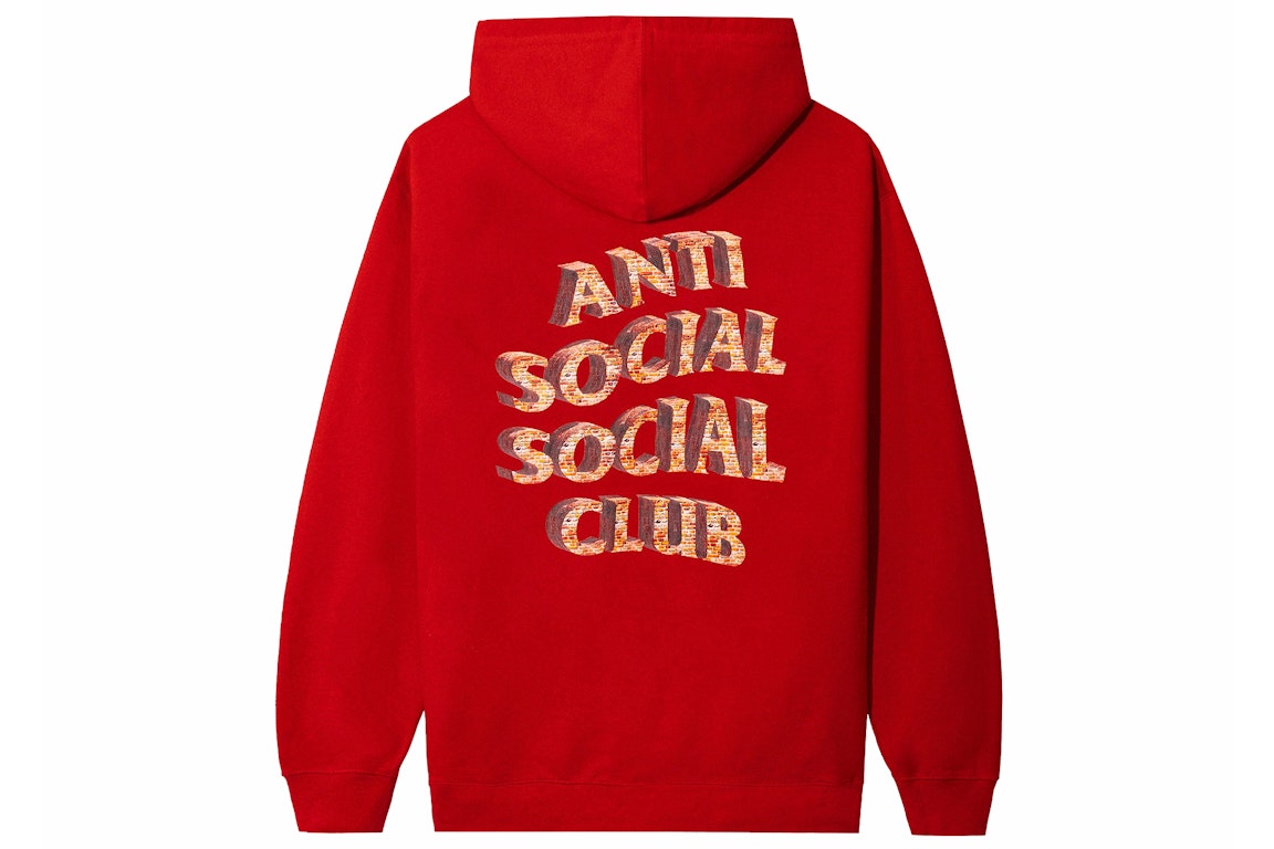 Pre-owned Anti Social Social Club White Picket Fence Hoodie Red