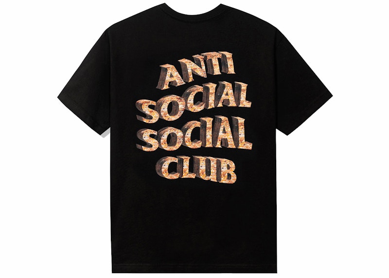 Pre-owned Anti Social Club Men's White Picket Fence Tee Shirt In Black