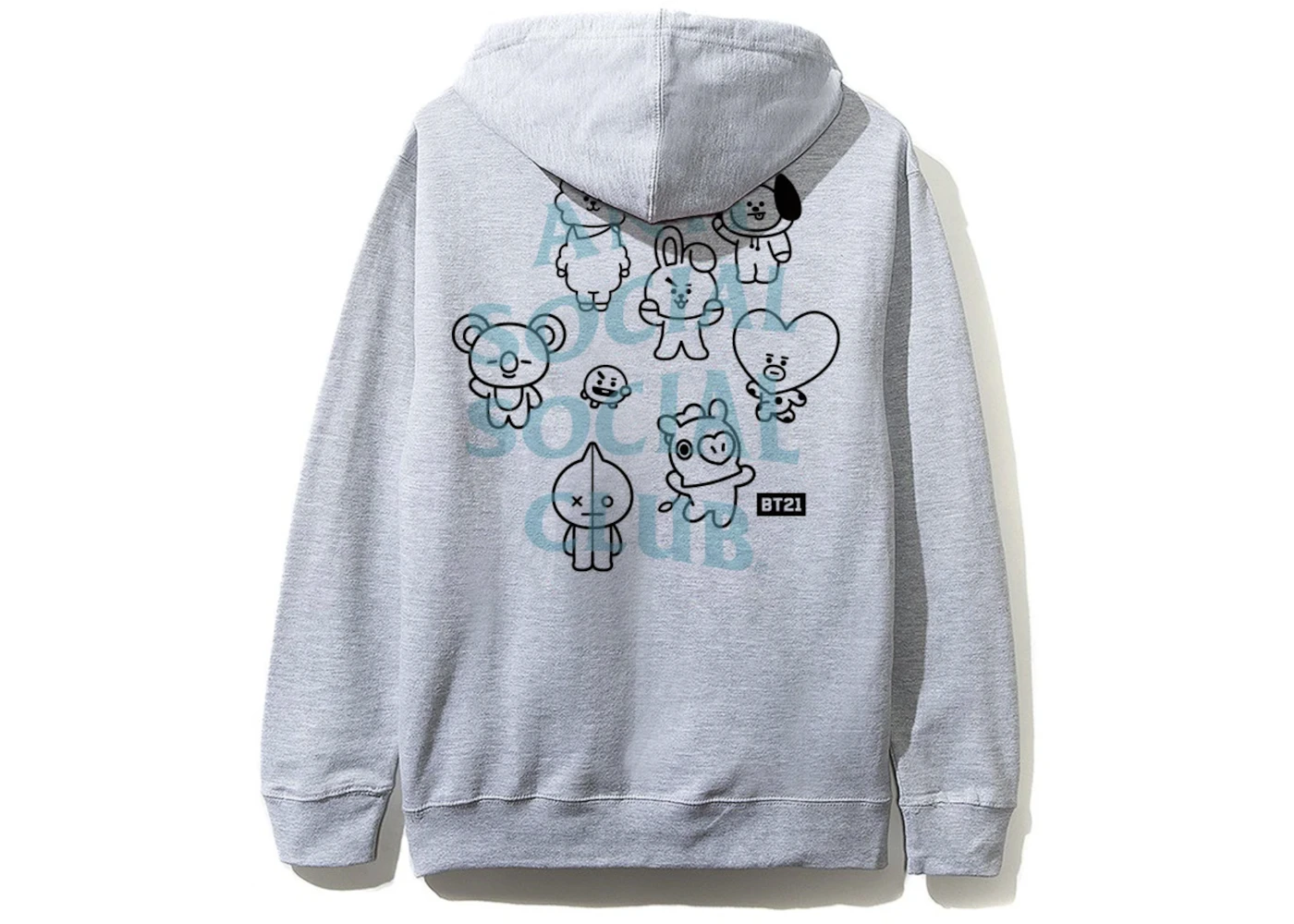 Anti Social Social Club x BT21 Traceable Hoodie FW19 Grey Men s
